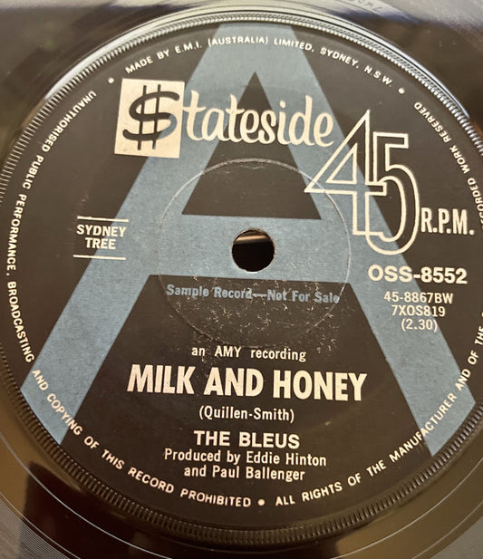 The Bleus : Milk And Honey (7", Promo)