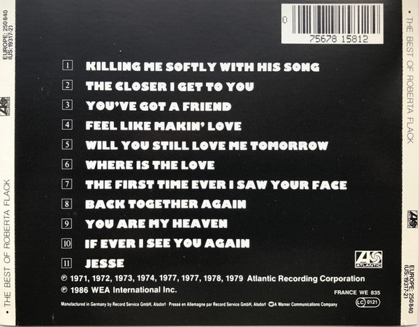 Roberta Flack : The Best Of Roberta Flack (CD, Comp, RE)