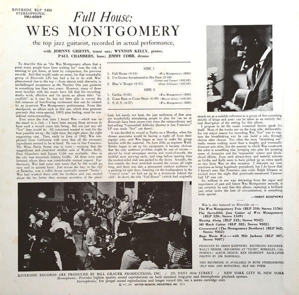 Wes Montgomery = ウェス・モンゴメリー* : Full House = フル・ハウス (LP, Album, RE)