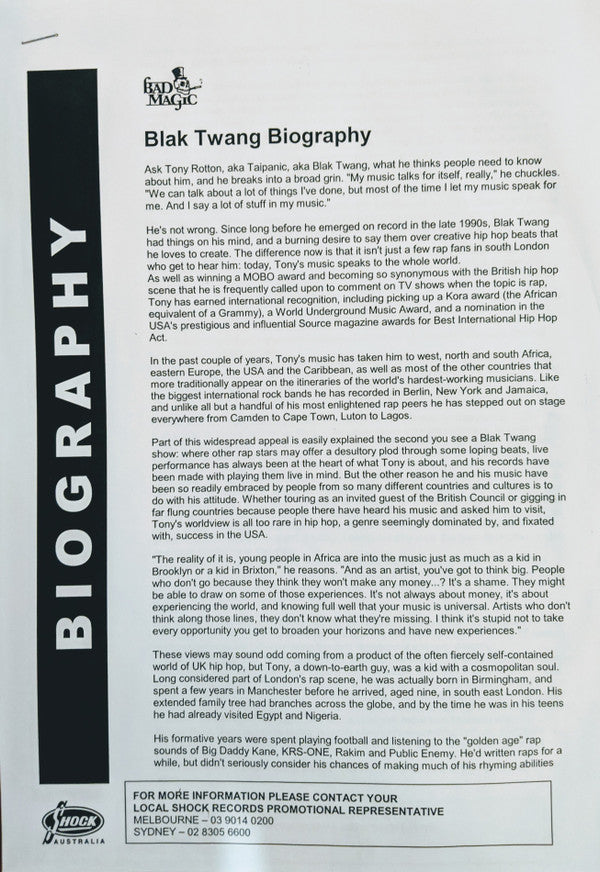 Blak Twang : The Rotten Club Album Sampler (12", Smplr)