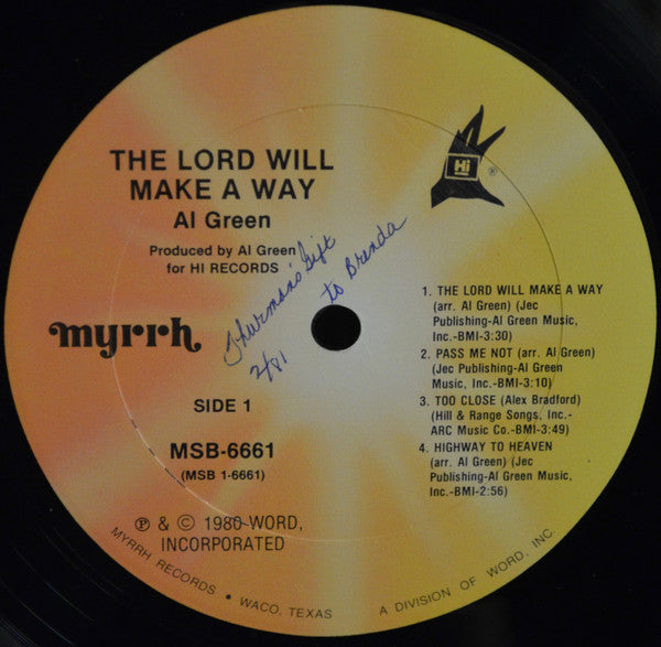 Al Green : The Lord Will Make A Way (LP, Album)