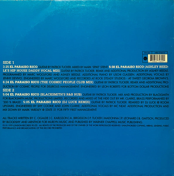 Deetah : El Paraiso Rico (12", Single)
