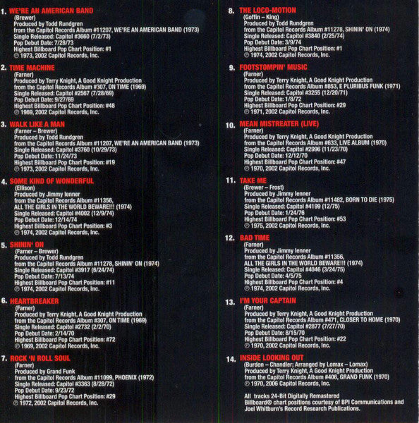 Grand Funk Railroad : Greatest Hits (CD, Comp, RM)