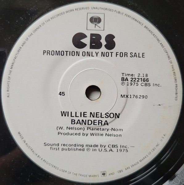 Willie Nelson : Blue Eyes Crying In The Rain  (7", Single, Promo)