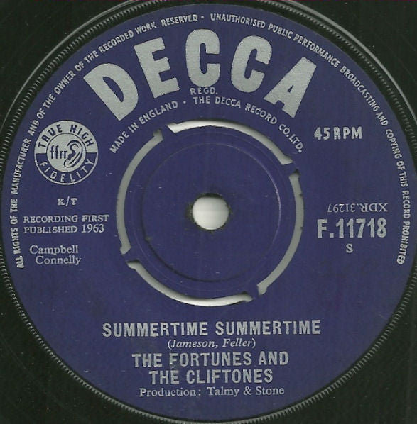 The Fortunes And The Cliftones : Summertime Summertime (7", Single)
