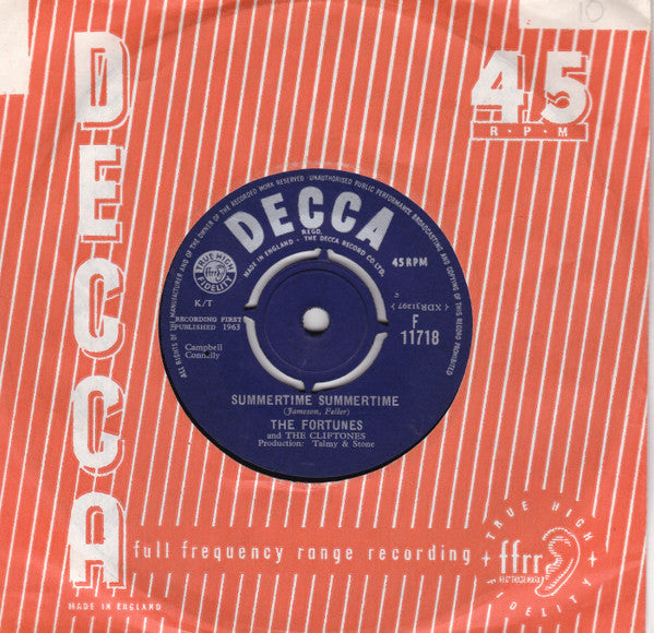The Fortunes And The Cliftones : Summertime Summertime (7", Single)