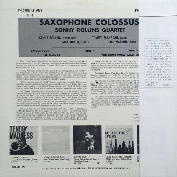 Sonny Rollins : Saxophone Colossus (LP, Album, Mono, RE)