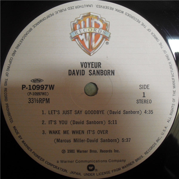 David Sanborn : Voyeur (LP, Album)
