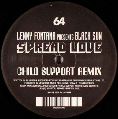 Lenny Fontana Presents Black Sun (5) : Spread Love (Drum+Bass Remixes) (12")