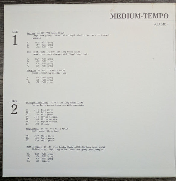 Anonymous : Medium-Tempo Volume 4 (2xLP, Lib)