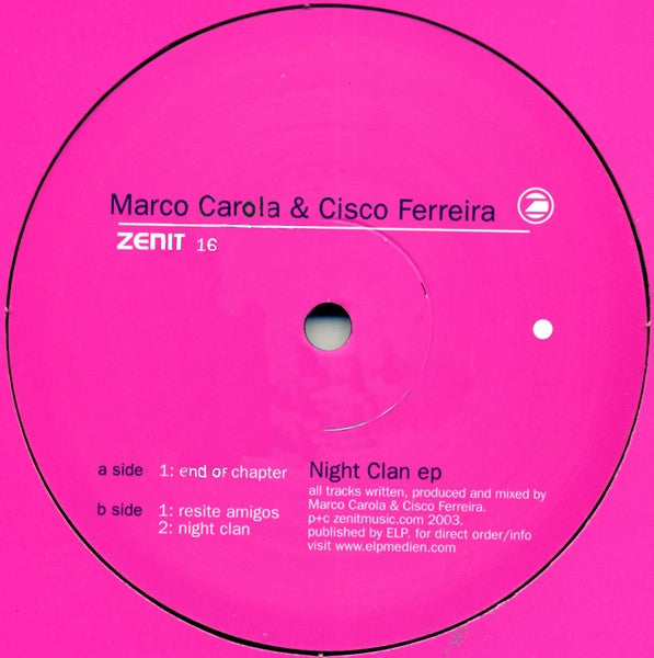 Marco Carola & Cisco Ferreira : Night Clan EP (12", EP)