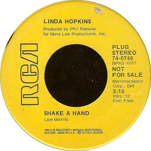 Linda Hopkins : Please Send Me Someone To Love / Shake A Hand (7", Promo)