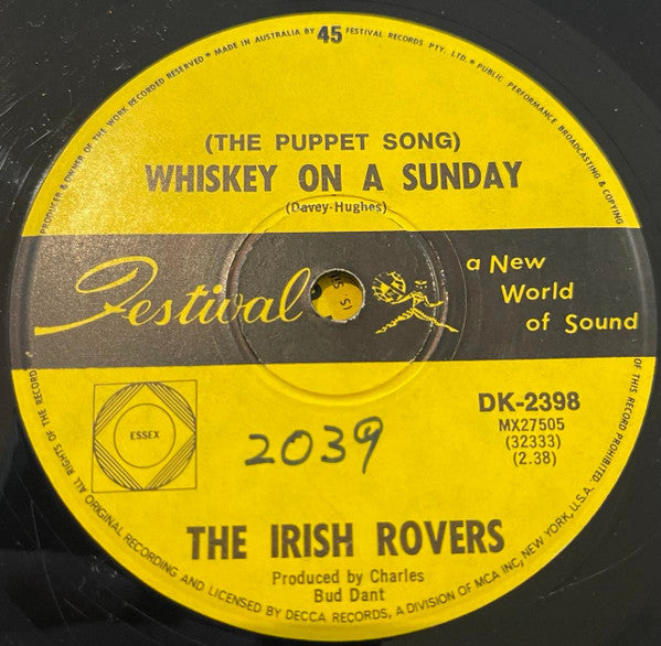 The Irish Rovers : (The Puppet Song) Whiskey On A Sunday (7", Single, Lab)