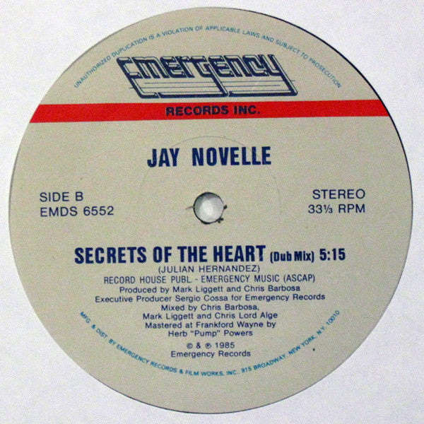 Jay Novelle : Secrets Of The Heart (12", Single)