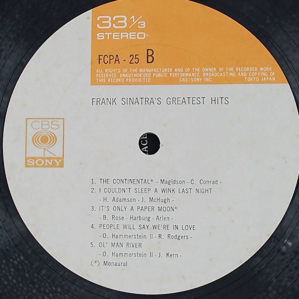 Frank Sinatra : Frank Sinatra's Greatest Hits (LP, Comp, Mono, Club)