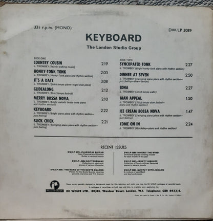 The London Studio Group : Keyboard (LP, Mono, RE)