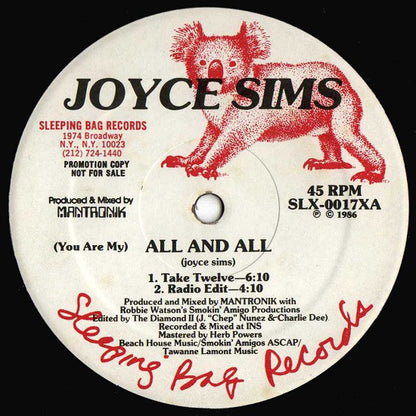 Joyce Sims : (You Are My) All And All (12", Promo)