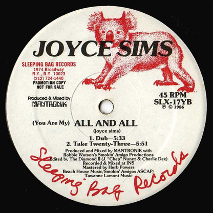 Joyce Sims : (You Are My) All And All (12", Promo)