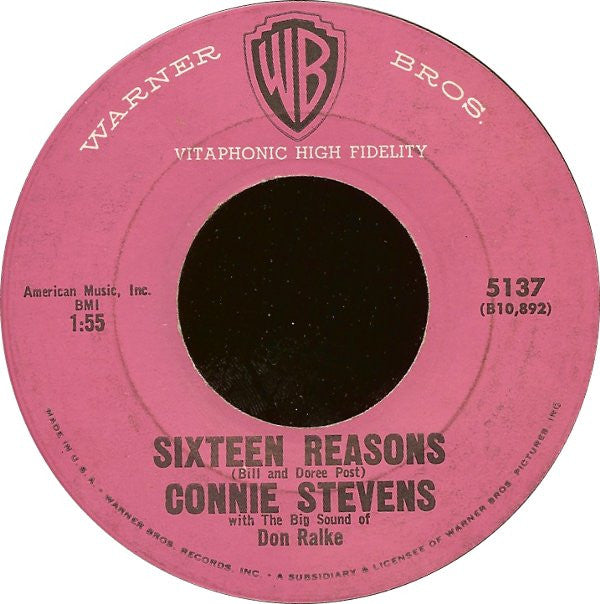 Connie Stevens : Sixteen Reasons (7", Single, Roc)