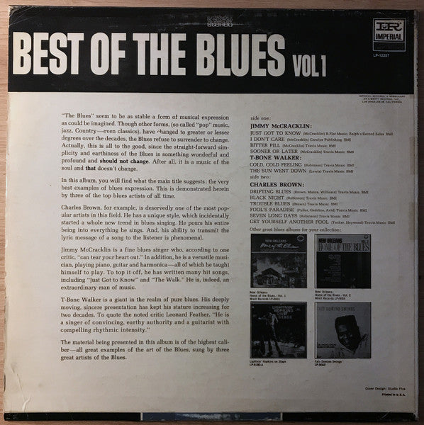 Jimmy McCracklin, T-Bone Walker, Charles Brown : Best Of The Blues Vol. 1 (LP, Comp)