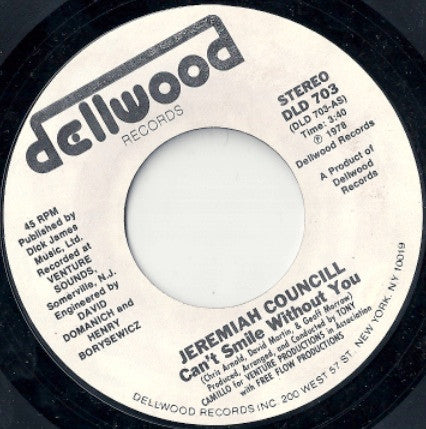 Jeremiah Councill : Can't Smile Without You / Amazin' (7")
