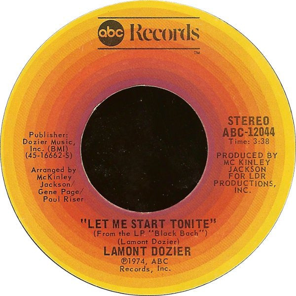 Lamont Dozier : Let Me Start Tonite / I Wanna Be With You (7")
