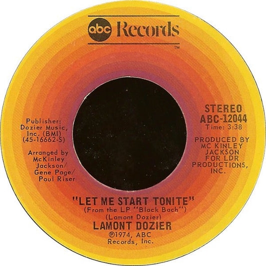 Lamont Dozier : Let Me Start Tonite / I Wanna Be With You (7")