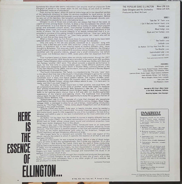 Duke Ellington And His Orchestra : The Popular Duke Ellington (LP, Album, Ind)
