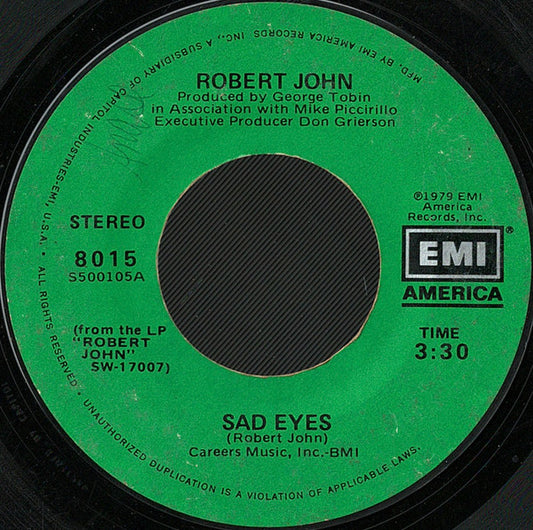 Robert John : Sad Eyes (7", Single)