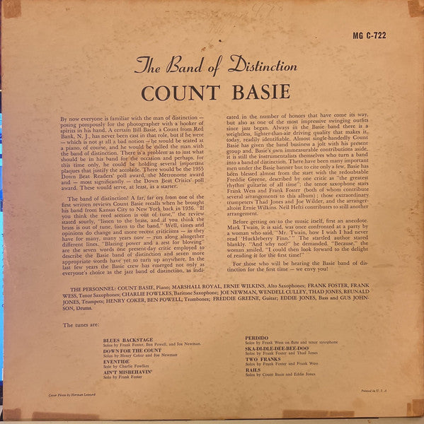 Count Basie And His Orchestra* : The Band Of Distinction (LP, Album)