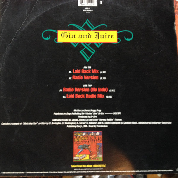 Snoop Doggy Dogg* : Gin & Juice (12", Single)