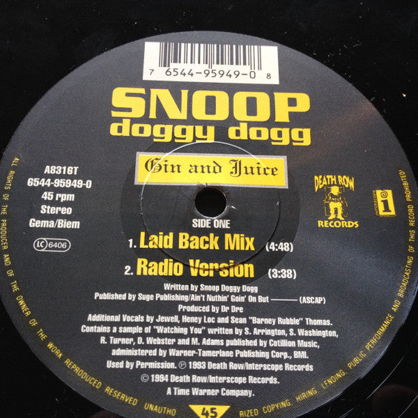 Snoop Doggy Dogg* : Gin & Juice (12", Single)