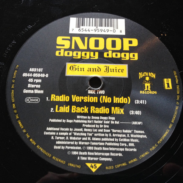 Snoop Doggy Dogg* : Gin & Juice (12", Single)