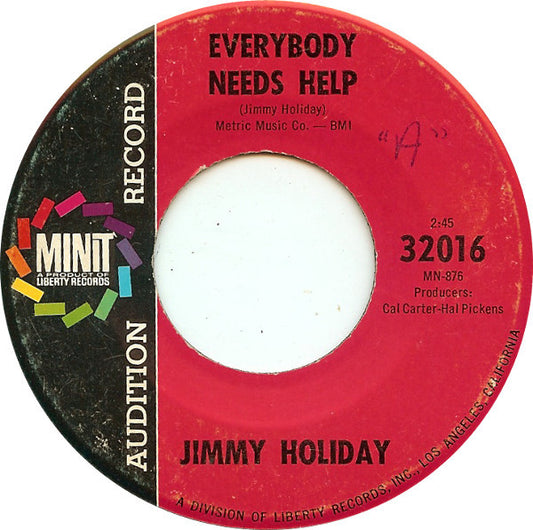 Jimmy Holiday : Give Me Your Love / Everybody Needs Help (7", Promo)