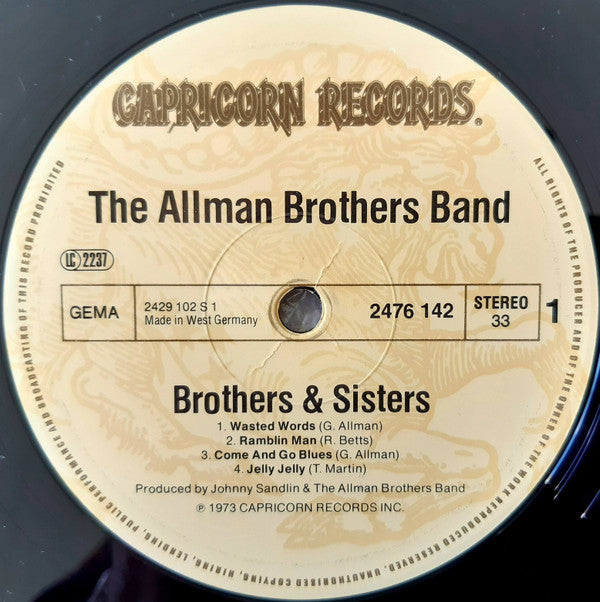 The Allman Brothers Band : Brothers And Sisters (LP, Album, RE, Son)