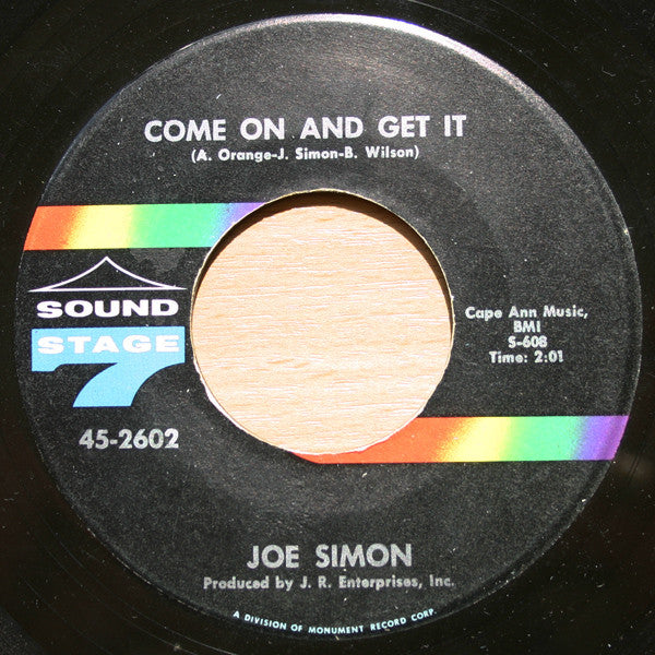 Joe Simon : No Sad Songs / Come On And Get It (7", Pit)