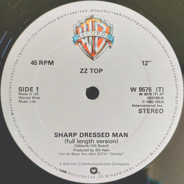 ZZ Top : Sharp Dressed Man (12", Single, Pos)