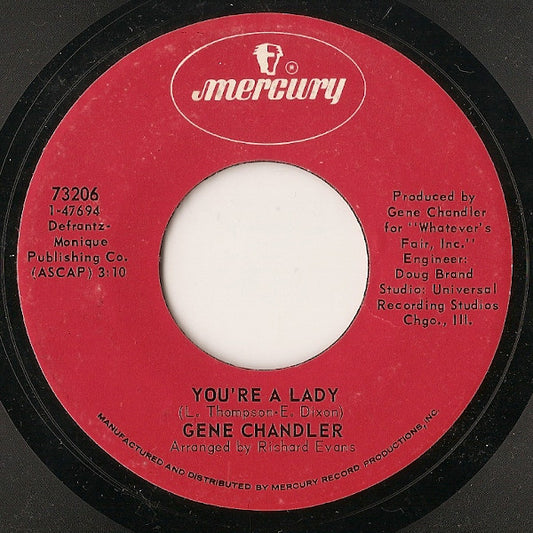 Gene Chandler : You're A Lady / Stone Cold Feeling (7", Single)