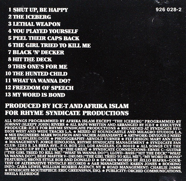 Ice-T : The Iceberg/Freedom Of Speech...Just Watch What You Say (CD, Album)