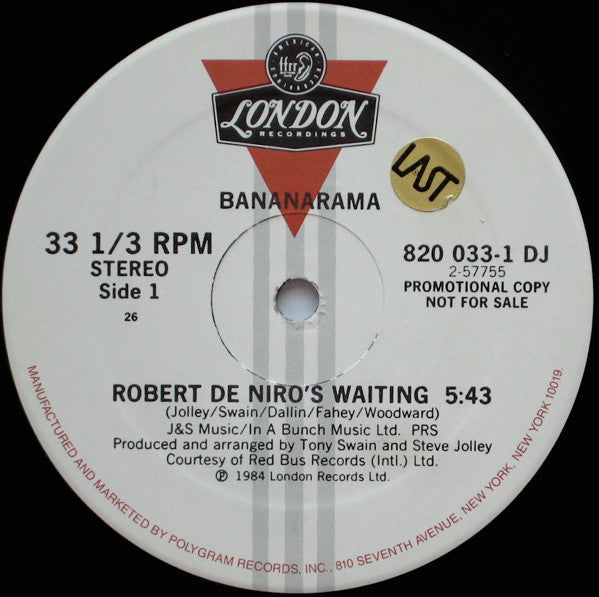Bananarama : Robert De Niro's Waiting... (12", Single, Promo)