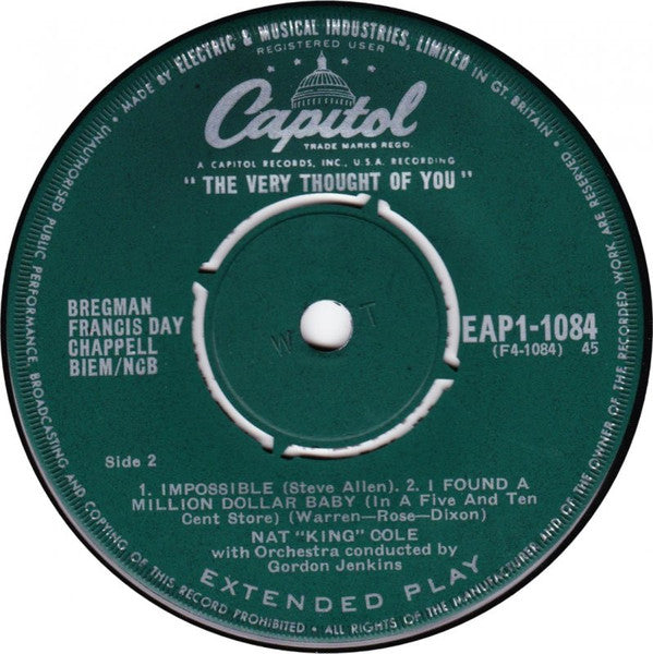 Nat "King" Cole* : The Very Thought Of You (Part 1) (7", EP)