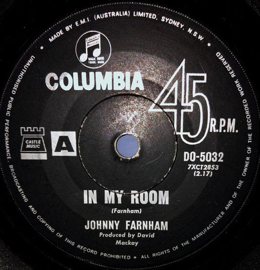 Johnny Farnham* : Sadie (The Cleaning Lady) (7", Single, Bla)