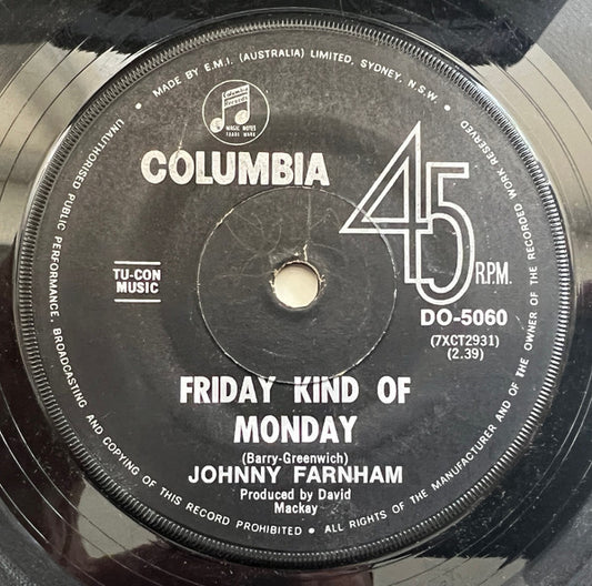 Johnny Farnham* : Underneath The Arches / Friday Kind Of Monday (7", Single)