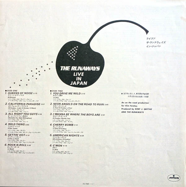 The Runaways = ザ・ランナウェイズ* : Live In Japan = ライブ！ ザ・ランナウェイズ・イン・ジャパン (LP, Album, Gat)
