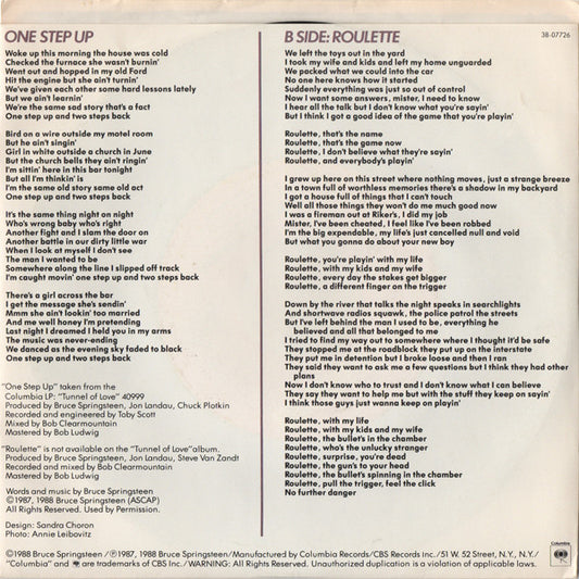 Bruce Springsteen : One Step Up (7", Single, Car)