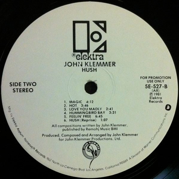 John Klemmer : Hush (LP, Album, Promo)