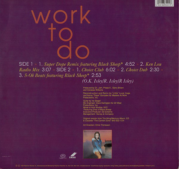 Vanessa Williams Featuring Black Sheep : Work To Do (12")