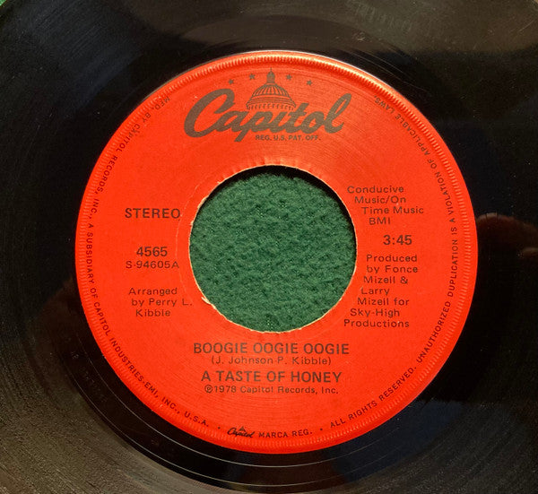 A Taste Of Honey : Boogie Oogie Oogie (7", Single)
