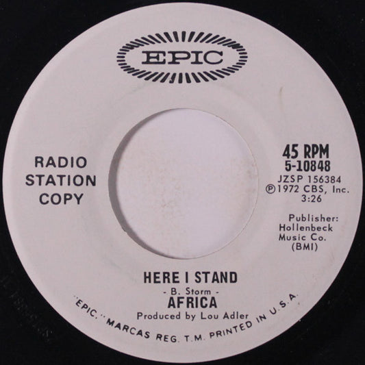 Africa (3) : Here I Stand / Widow (7", Promo)