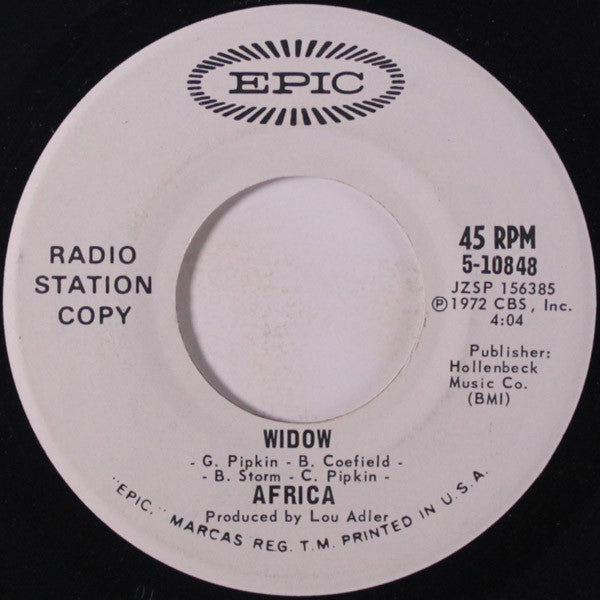 Africa (3) : Here I Stand / Widow (7", Promo)